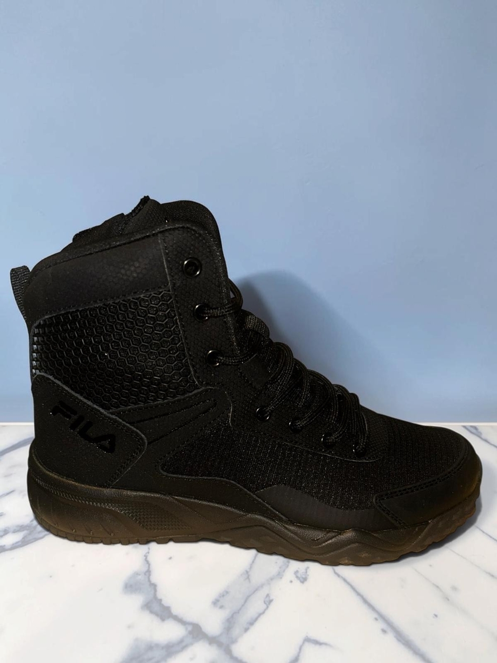 Fila Men's Black Tactical High-Top Boot with Textured Overlays